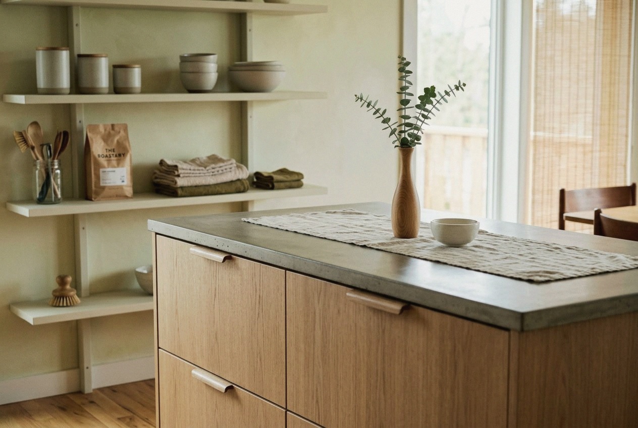 Effortless Japandi Kitchen Storage: Elegant Minimalism Meets Warmth interior design inspiration