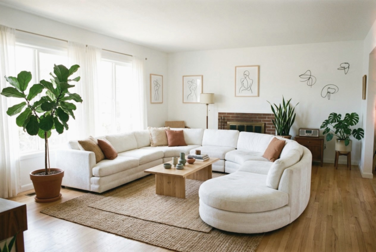 Effortless Mid-Century Modern Living with Cloud Sectionals interior design inspiration