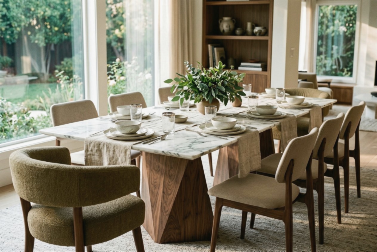 Elegant Modern Organic Dining Rooms: Sculptural Comfort Meets Natural Texture interior design inspiration