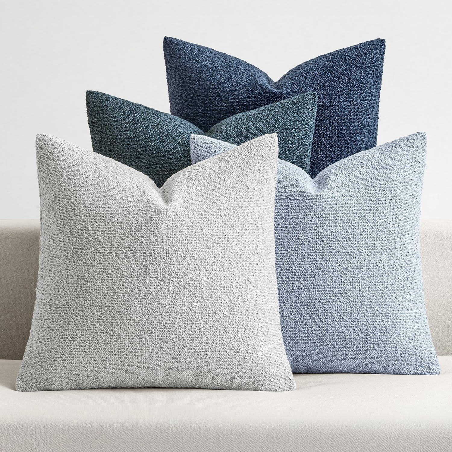 Amazon.com: MIULEE Decorative Boucle Throw Pillow Covers 18x18 Inch Blue Set of 4 | Neutral Textured Accent Pillow Cases Soft Couch Cushion Covers for Modern Farmhouse Boho Sofa Bed Livingroom Home Decor : Home & Kitchen