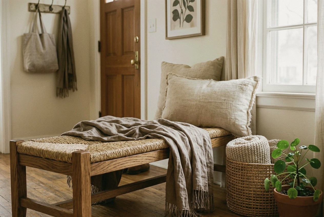 Warm Natural Layers: Stylish Seating and Lighting Solutions for Small Spaces interior design inspiration