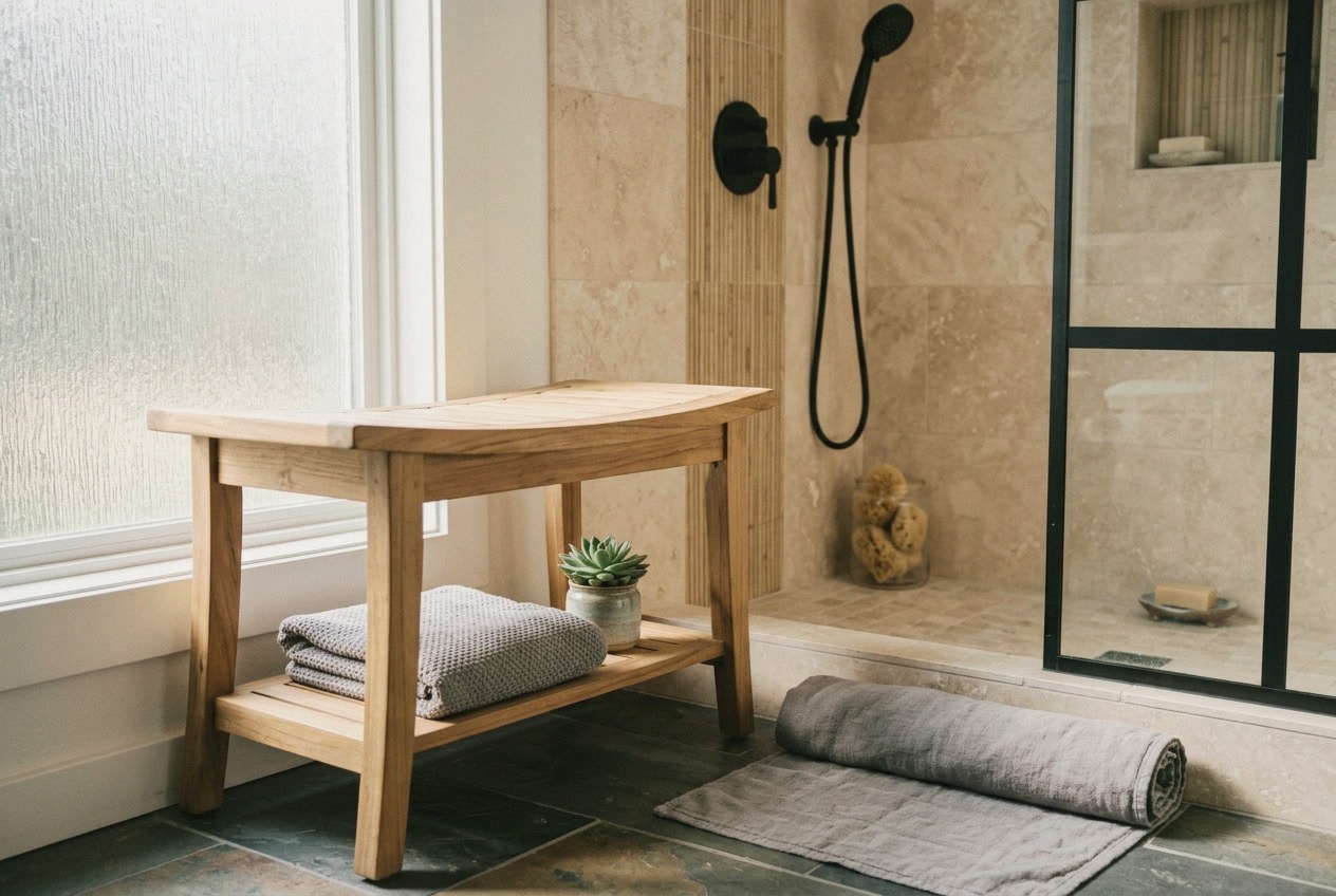 Warm Wood Sanctuary: Crafting a Serene and Stylish Bathroom Retreat interior design inspiration