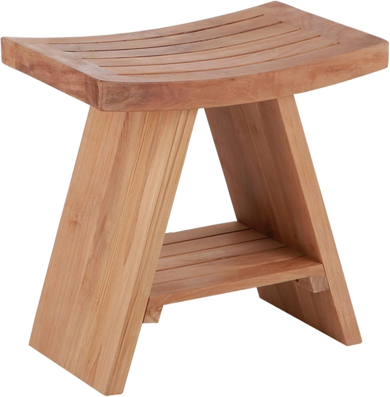 Shower and Bath Stool, Teak Wood Shower Bench, Indoor and Outdoor Use 17.7